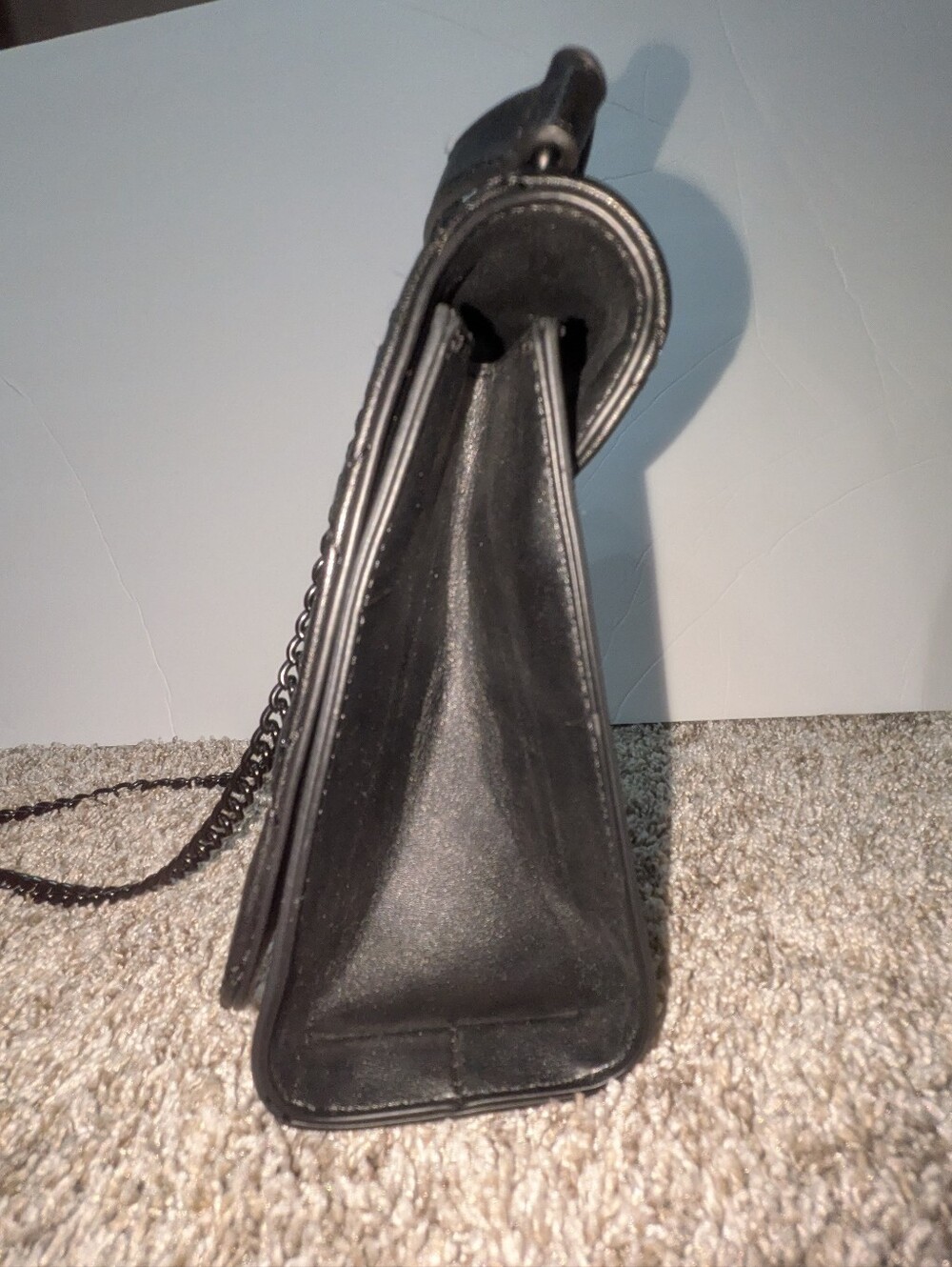 Aldo Black Quilted Crossbody Bag with Black Chain Strap - Picture 8 of 8